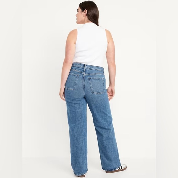 Old Navy | Women’s Medium Blue Denim Wide Leg Extra High Rise Jeans, size 10 - Picture 14 of 16